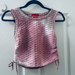Pink and Gray Sleeveless Top